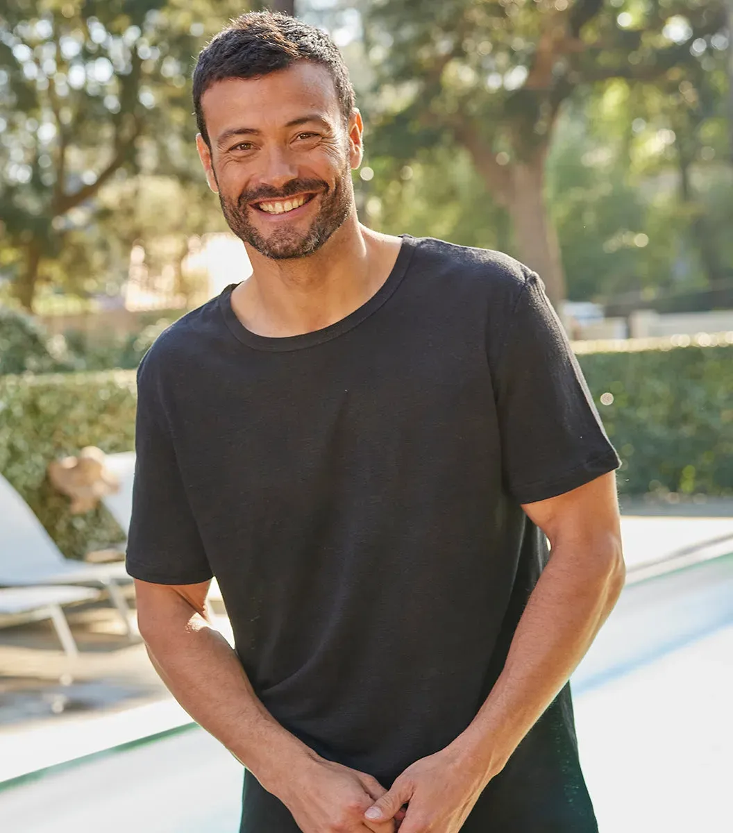 T-shirt Homme en Lin Noir - Intemporel