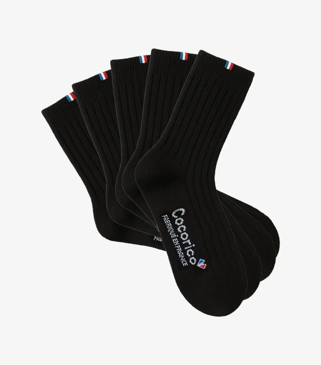 Chaussettes Femme en Laine Noir x5 - Pack Intemporel