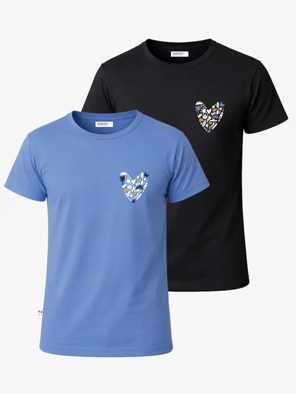 Product T-shirt Pyjama Homme Noir/Bleu Riviera x2 - Pack Rêveur Image