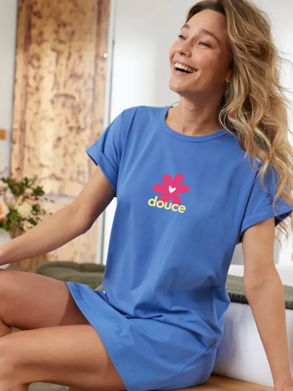 Produit Robe de Nuit Femme Bleu Riviera - Douce Image