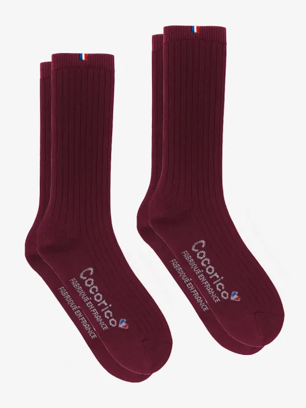 Produit Chaussettes Homme en Laine Bordeaux x2 - Pack Intemporel Image