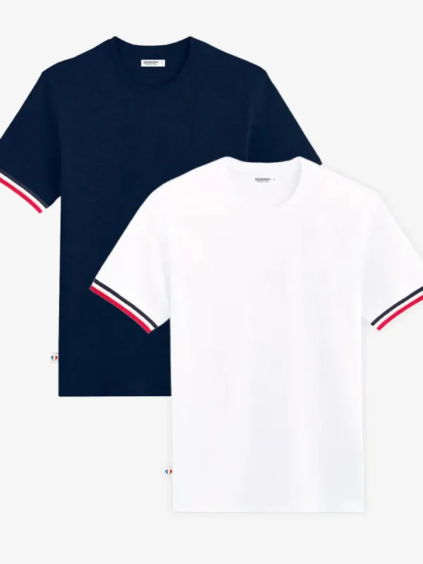 Product T-shirt Homme Supporter x2 - Pack Blanc/Marine Image