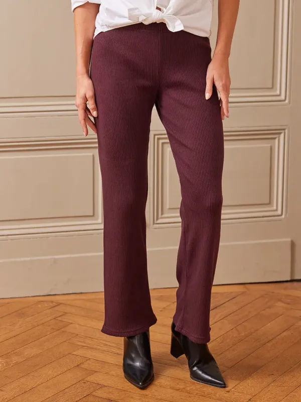 Product Pantalon Maille Côtelée Femme Bordeaux - Intemporel Image